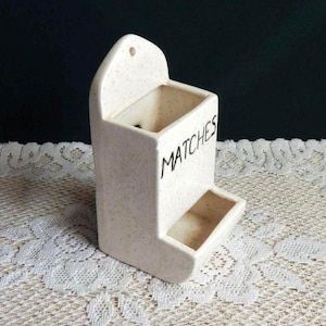 Speckled Beige Ceramic Wall Hanging Match Holder