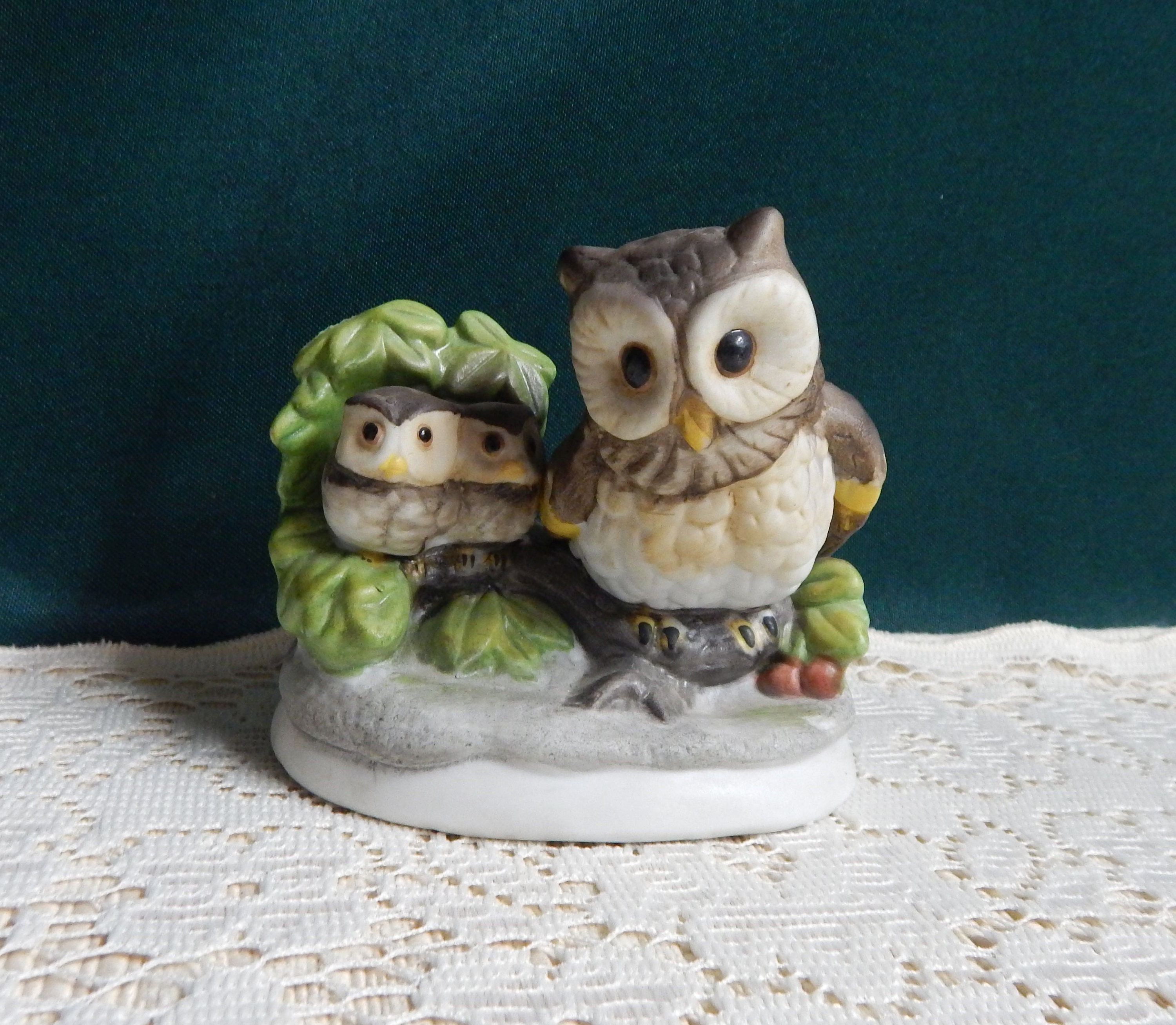 UCGC 4" Bisque Owl and Owlets Figurine - Made in Korea