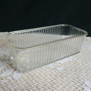 Glass Refrigerator Dish - Federal Glass Large Rectangular Clear Ribbed Refrigerator Dish NO LID - FEG18 - Discontinued Pattern - Replacement