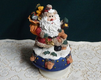 Rotating Santa Music Box Plays "Jingle Bells"