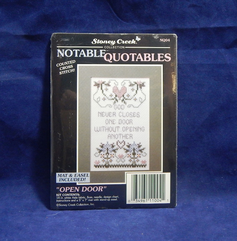 Religious Theme Stoney Creek Notable Quotables Open Door Counted Cross Stitch Kit Mat /& Easel Included #NQ04- Sealed Package