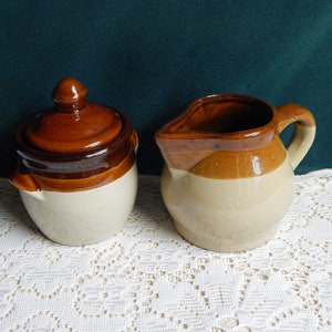 Interpur Sugar Creamer - Interpur Stoneware Lidded Sugar Bowl & Creamer - Made In Taiwan