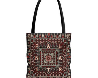 Palestine Tatreez Print Canvas Tragetasche: Falastin Solidarity