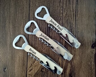 Bottle Opener, Personalized Bottle Opener, Groomsmen Gift, Wedding Gift, Engraved Corkscrew, Custom Bottle Opener, Custom Wine Opener