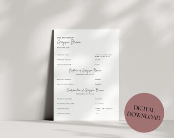 LDS Baptism Program Digital Download Template