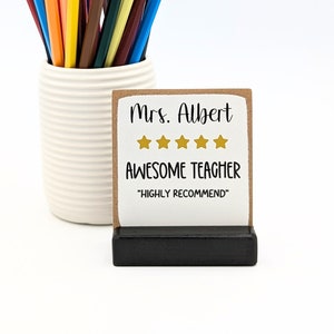 Professeur 5 étoiles, Cadeau professeur, cadeau professeur personnalisé, cadeau fin d'année, message dans une boite, mini pancarte, carte pour professeur, carte bois