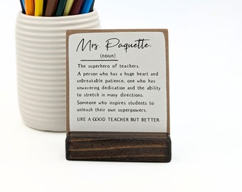 Personalized Teacher Definition Sign: Year End Gift