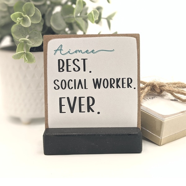 best social worker ever | message-in-a-box | mini sign | employee gift | employee appreciation | personalized employee | employee card |