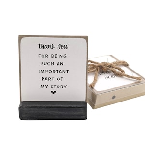Merci d'avoir joué un rôle si important dans mon histoire | notre histoire | cadeau de remerciement | boîte-message |  plaque en bois | cadeau de professeur