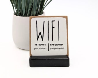 WiFi Password Sign, Personalized Wifi Network Sign for Guests, Custom mini Sign for Airbnb, VRBO, Vacation Rental