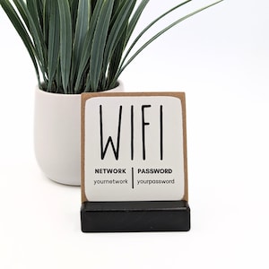 WiFi Password Sign, Personalized Wifi Network Sign for Guests, Custom mini Sign for Airbnb, VRBO, Vacation Rental