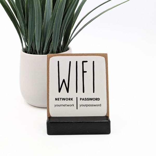 WiFi Password Sign, Personalized Wifi Network Sign for Guests, Custom mini Sign for Airbnb, VRBO, Vacation Rental
