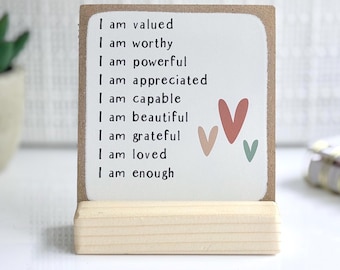 Daily Affirmations Mini Sign: Desk Decor, Mental Health Gift