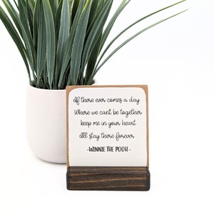 Citation de Winnie l'ourson, si jamais un jour arrive, message dans une boîte, mini panneau en bois, cadeau de la Saint-Valentin
