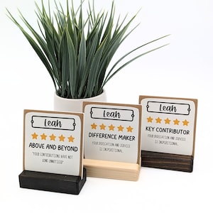 employee 5 star review sign | appreciation gift | gift for employee appreciation gift | personalize | desk decor | desk sign
