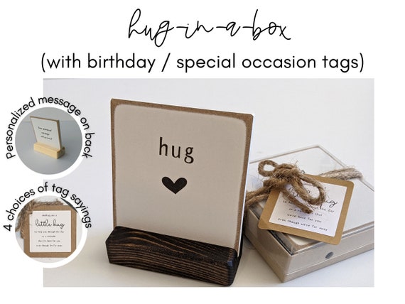 Personalized Hug-in-a-Box Gift: Custom Message, Occasion Tag (UV Print)