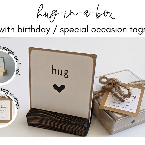 Hug in a box (with birthday / special occasion cards), birthday gift, mother's day gift, friend gift, christmas gift)