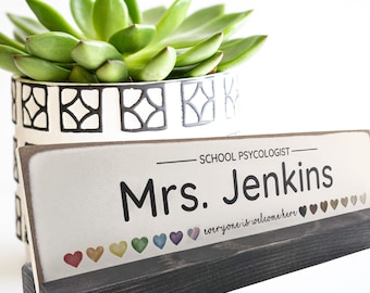 Everyone is Welcome here Personalized Desk Name Plate: Office Decor, teachers, social workers