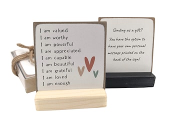 Cadeau d’affirmation, affirmations de soi, cadeau d’encouragement, cadeau d’ami, mini signe, décoration de bureau, signe d’affirmation, cadeau de santé mentale