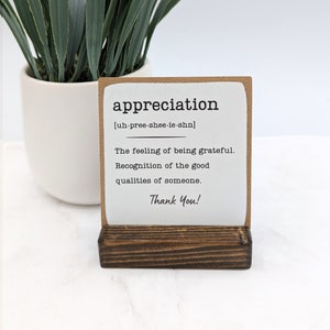 definição de apreciação, presente de apreciação, presente de colega de trabalho, presente de trabalho, presente de escritório, presente de apreciação personalizado, mini placa, corporativo