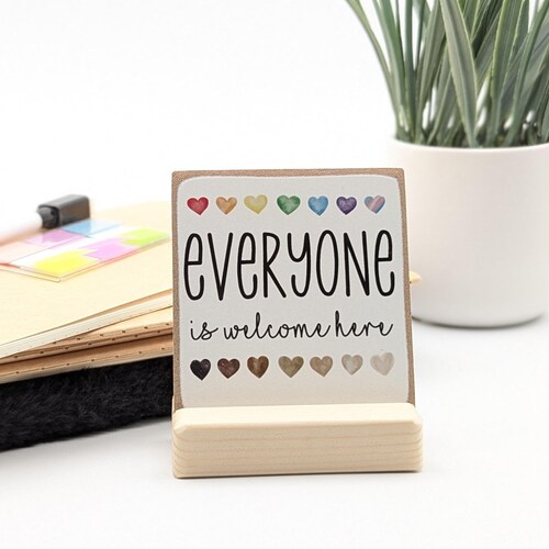 Everyone is Welcome Here Sign: Inclusive Desk Decor, therapy office
