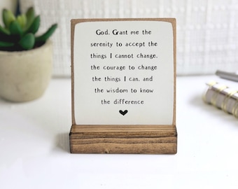 Serenity Prayer | Mini Sign: Sobriety Gift, Mental Health, recovery inspiration