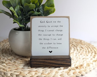 Serenity Prayer | Mini Sign: Sobriety Gift, Mental Health, recovery inspiration