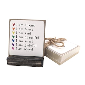 Cadeau affirmatif pour enfants | affirmations de soi | cadeau d'encouragement | cadeau petits-enfants | mini enseigne | arc-en-ciel | signe d'affirmation