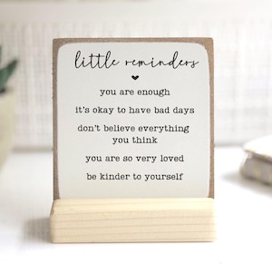 Little Reminders Inspirational Wood Plaque: Personalized Mental Health Gift, UV print