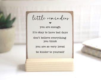 Little Reminders Inspirational Wood Plaque: Personalized Mental Health Gift, UV print