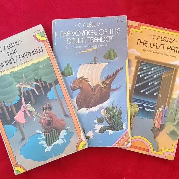 1977 C.S. Lewis Chronicles of Narnia Books - The Last Battle (Book 7) The Magician's Nephew (Book 6) The Voyage of the Dawn Treader (Book 3)