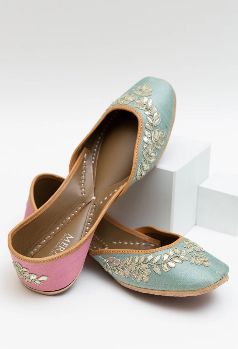 pink and blue flats