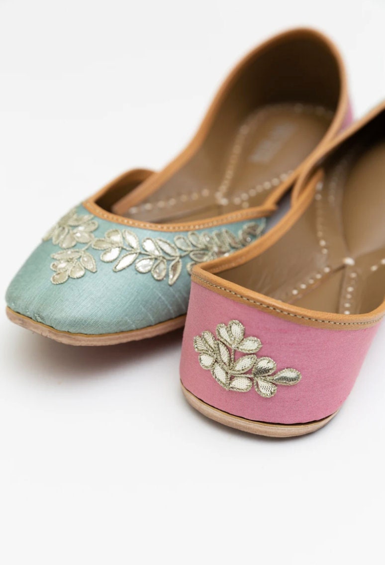 pink and blue flats