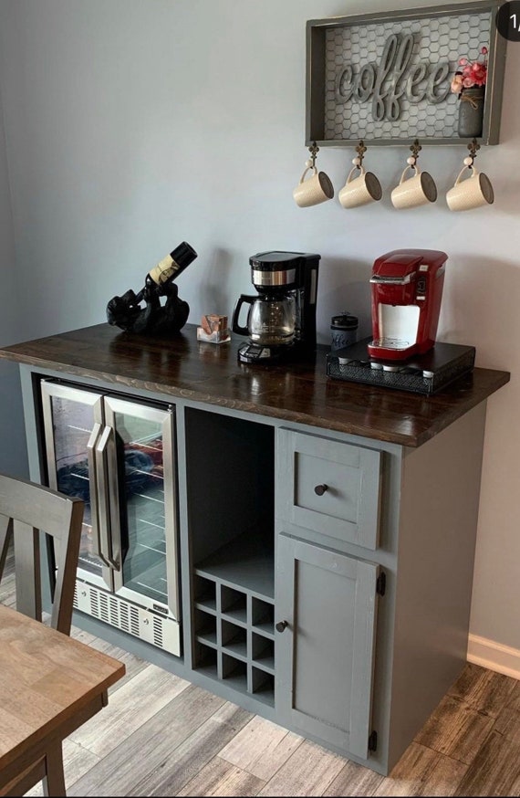 Coffee Bar Wine Bar RISE AND WINE! Cabinet Hutch Dining Room