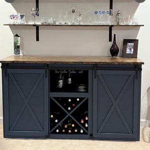 Barndoor wine Cabinet / Coffee Bar / Wine Bar / Wine Cabinet / Farmhouse Coffee Bar / Farmhouse Wine Bar /  / Fridge Cabinet / barn door