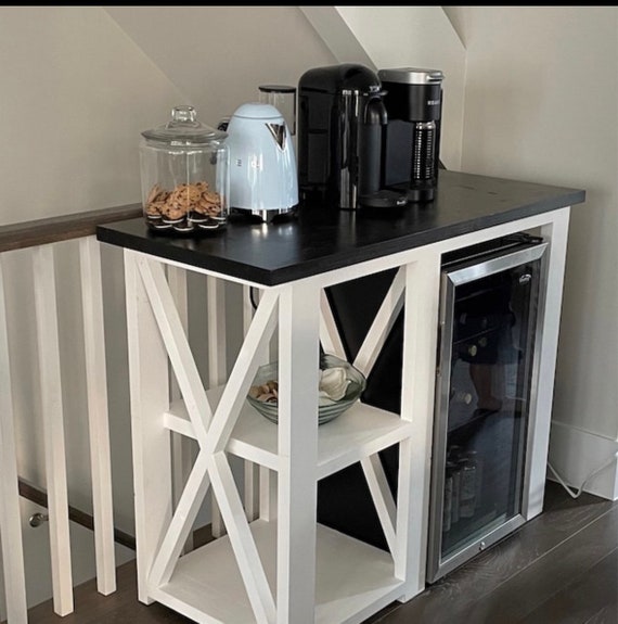 Rustic X Coffee Bar / Rustic X Farmhouse Coffee Bar / Mini Fridge Table /  Dining Bar / Farmhouse Bar / Fridge Table / Mini Fridge Console 