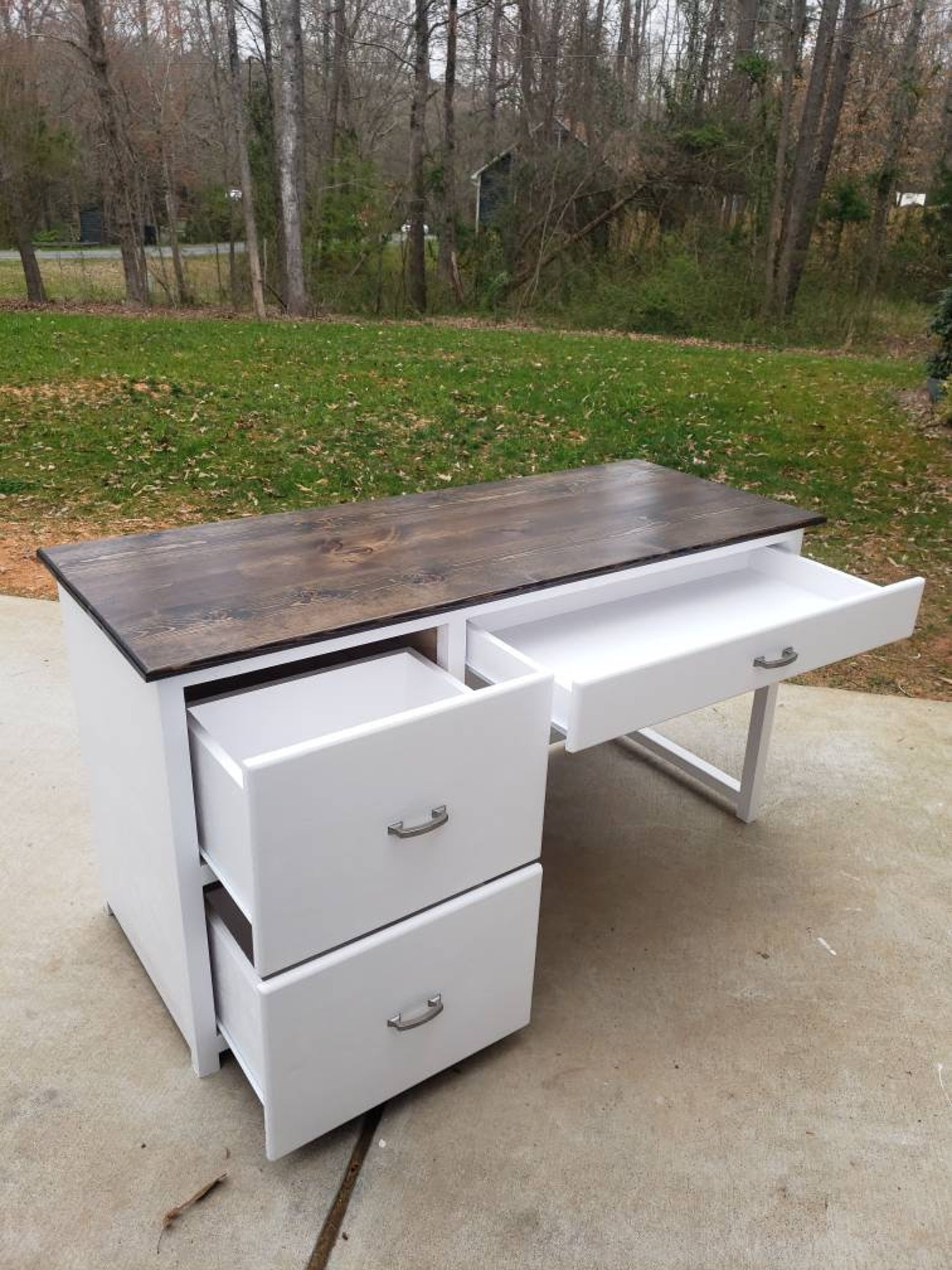 Farmhouse Computer Desk With Drawers / Rustic Computer Desk Etsy