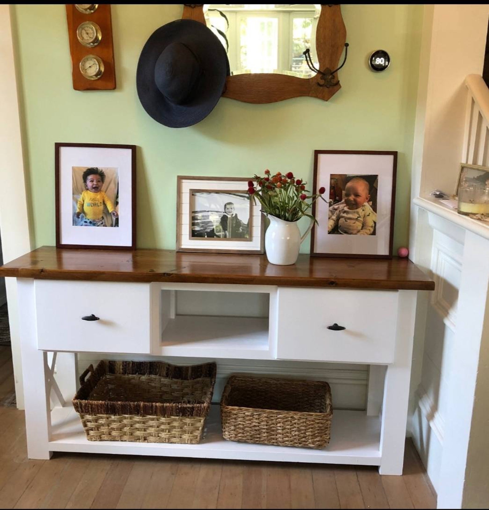 Rustic Farmhouse X Console Table With Drawers Etsy
