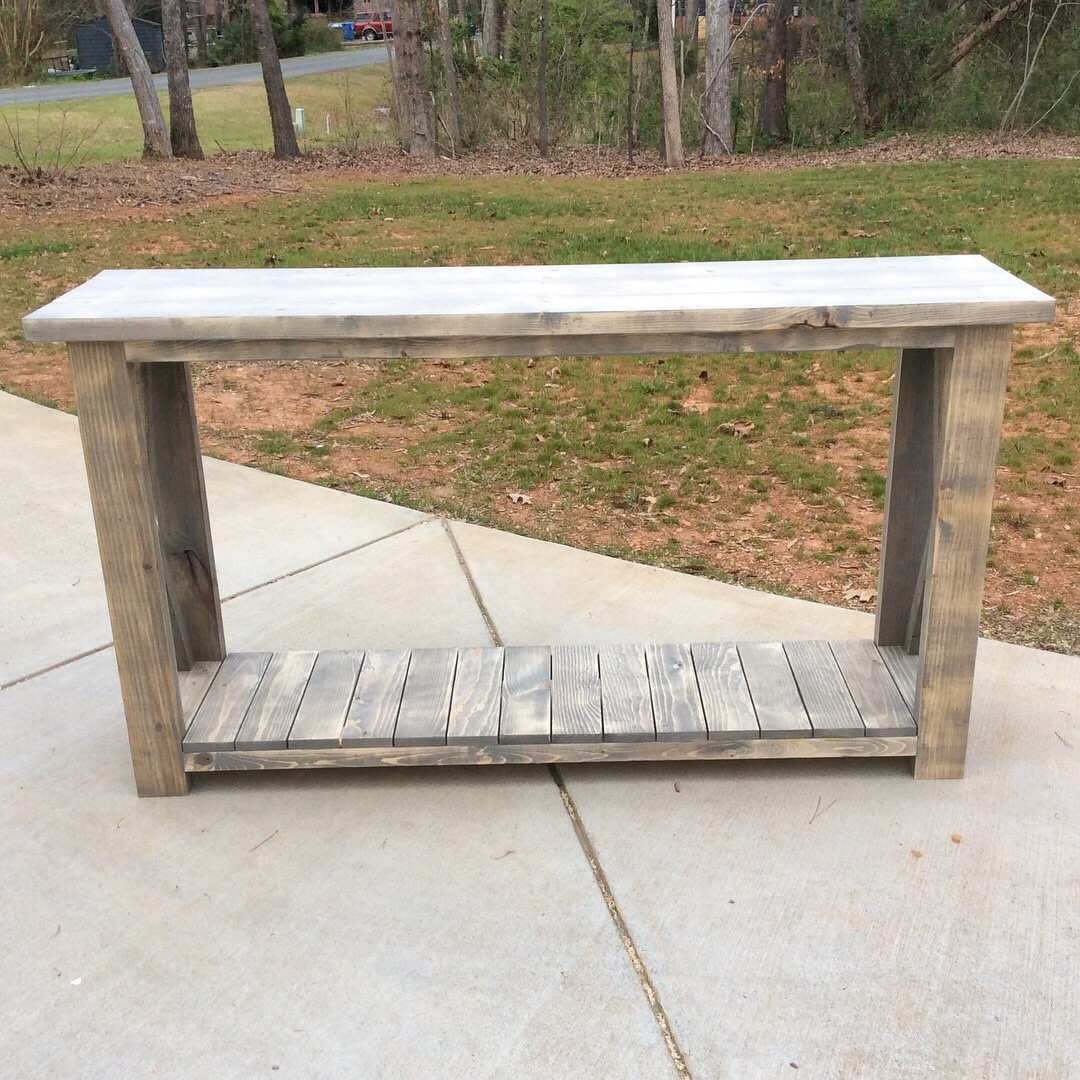 Rustic Farmhouse X Console Table With Slats Etsy