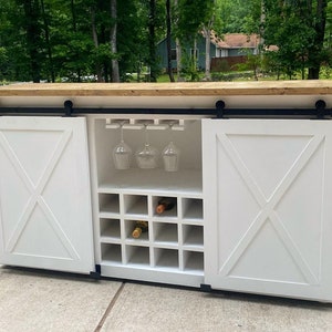 Barndoor wine Cabinet / Coffee Bar / Wine Bar / Wine Cabinet / Farmhouse Coffee Bar / Farmhouse Wine Bar /  / Fridge Cabinet / barn door