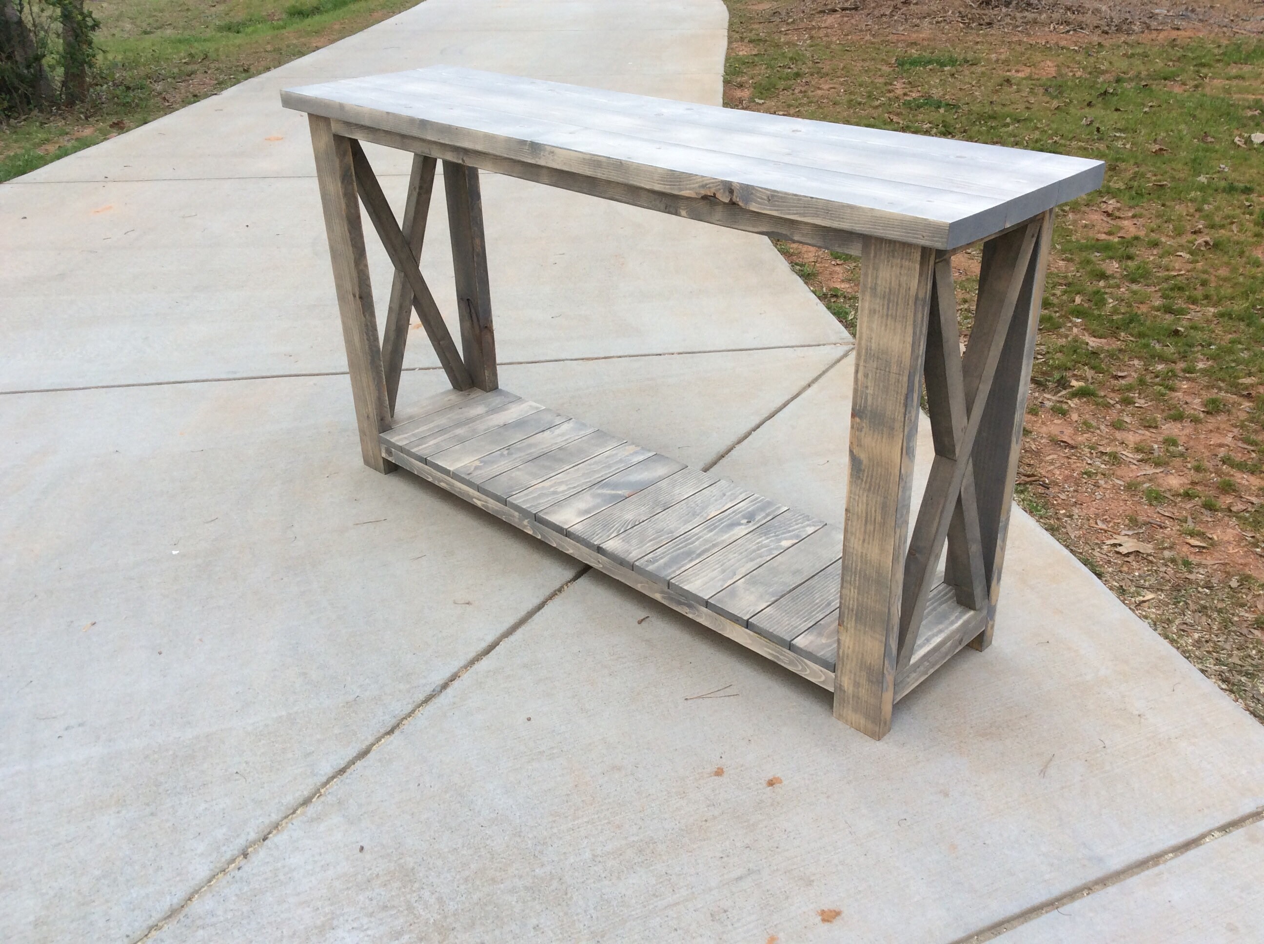 Rustic Farmhouse X Console Table With Slats Etsy