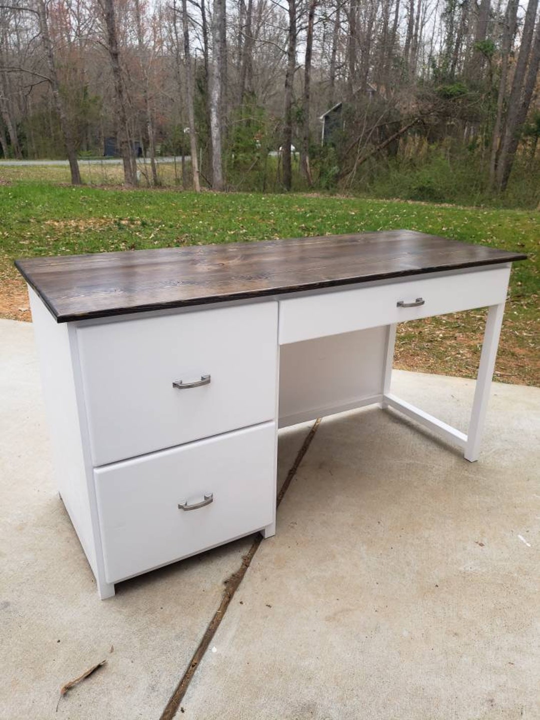 Farmhouse Computer Desk With Drawers / Rustic Computer Desk With