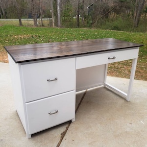 Farmhouse Computer Desk with Drawers / Rustic computer desk with drawers