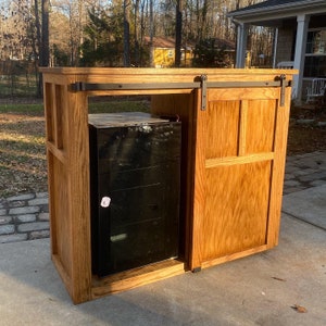 Oak Barndoor Coffee Bar / Farmhouse Coffee Bar / Rustic X Coffee Bar / Wine Bar / Wine Cabinet / Farmhouse Coffee cabinet / Sliding Barndoor