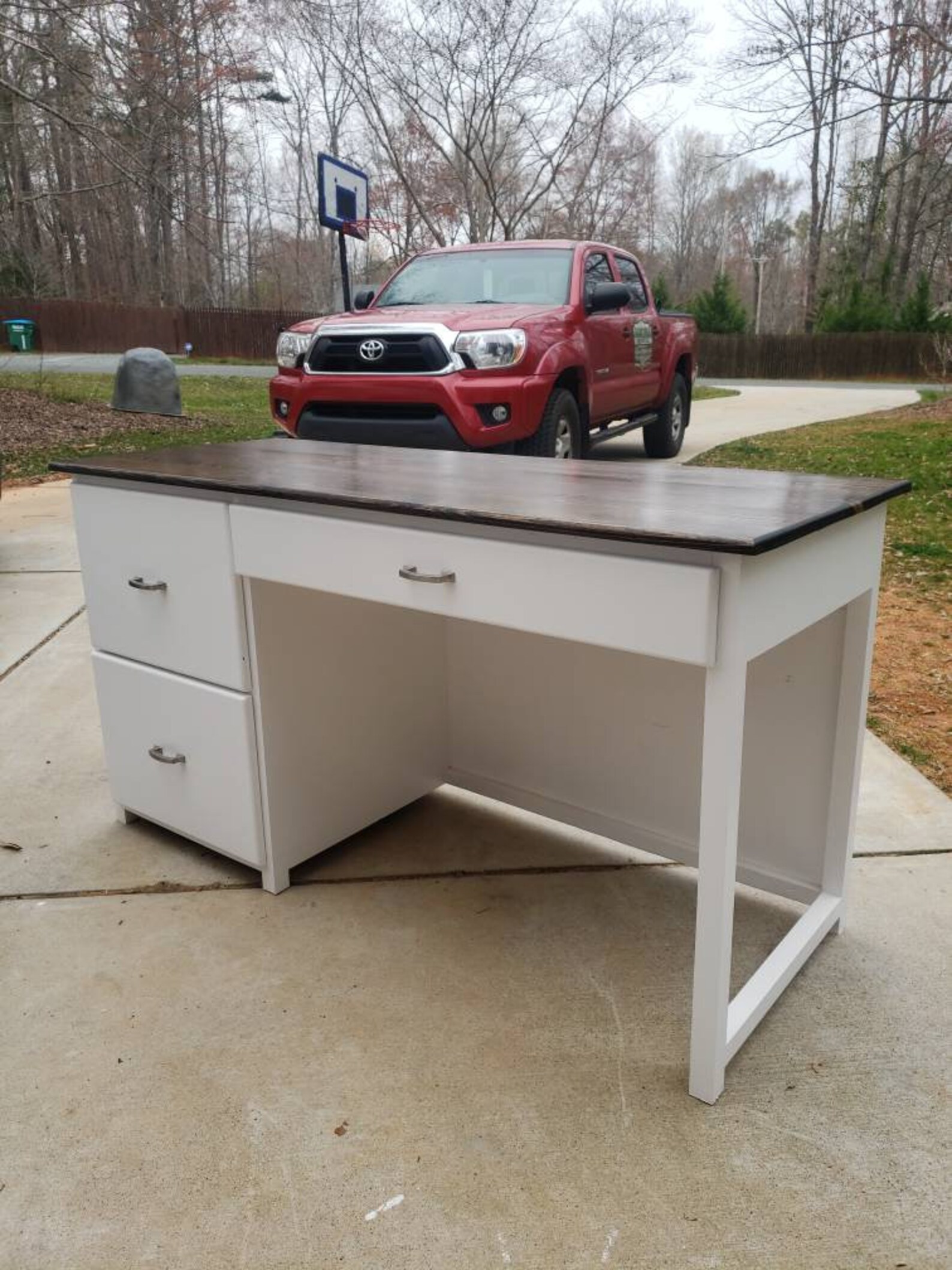 Farmhouse Computer Desk With Drawers / Rustic Computer Desk Etsy