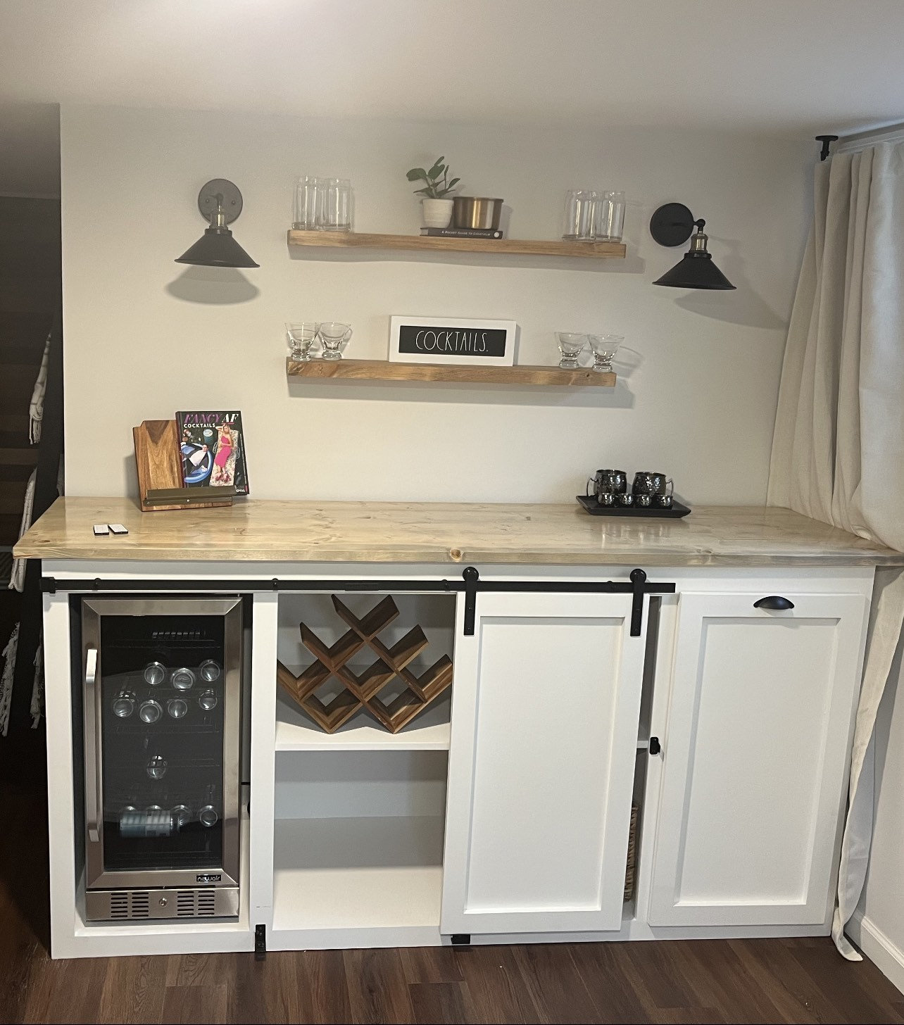 Houston Solid Wood Home Bar Cabinet With Fridge Space