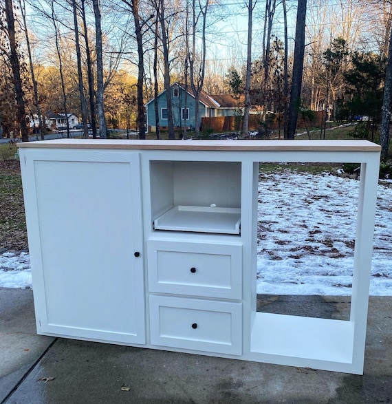 Coffee Bar / Mini Fridge Coffee Bar Cabinet / Country Chic Style Coffee or  Tea Bar / Coffee Bar With One Hinged Door With Small Storage 