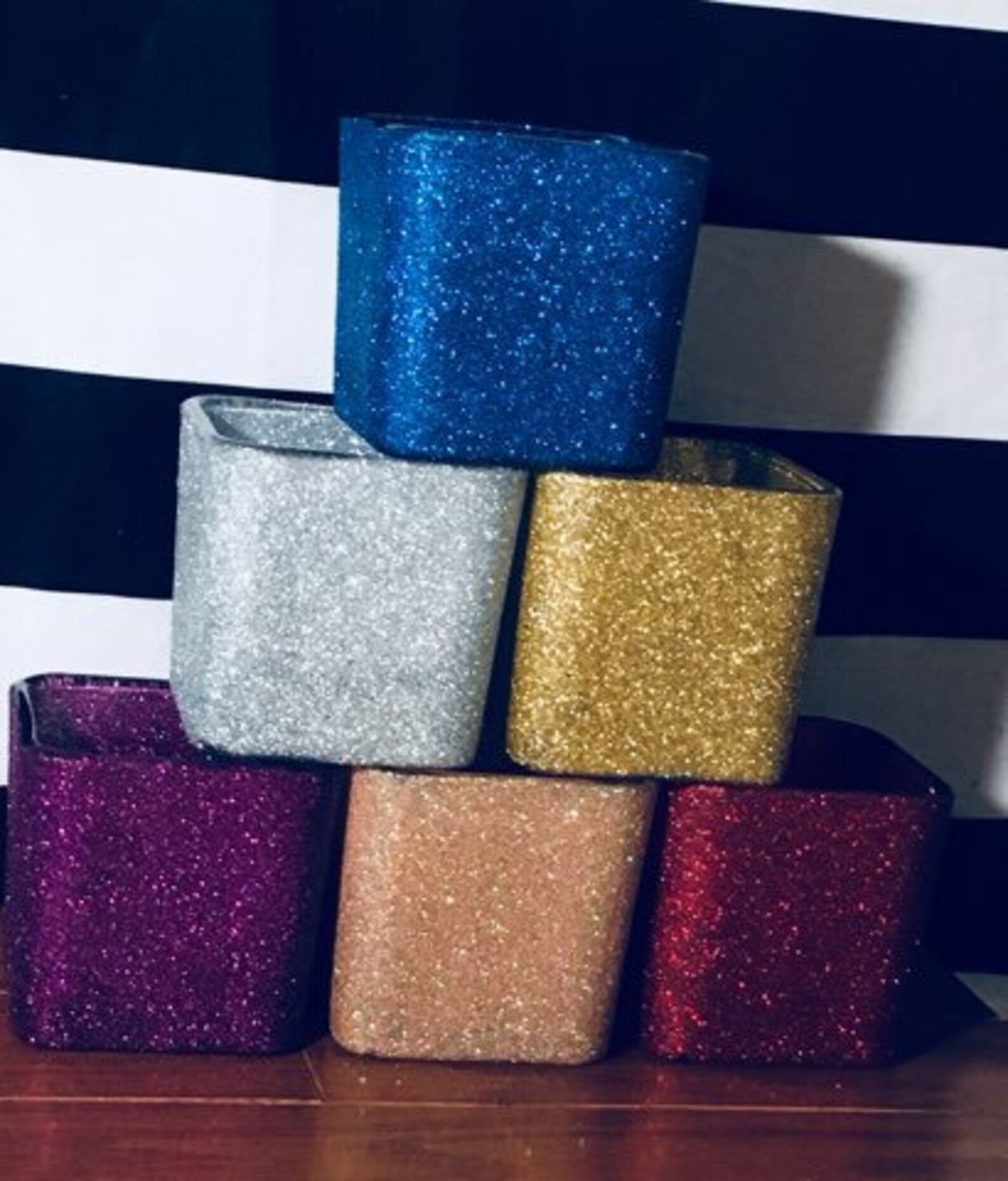 Glittered Square Vases Makeup Vanity Vases Makeup Vanity Etsy