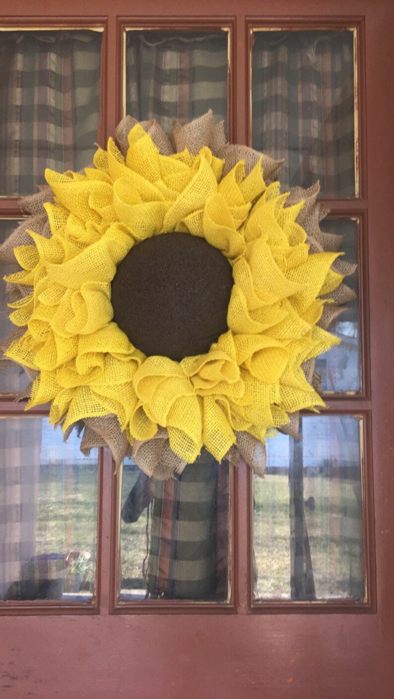 Burlap Sunflower Wreath Fall Wreaths Summer Wreaths Spring Etsy