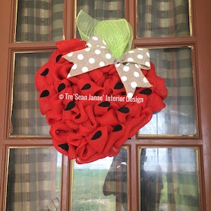 Strawberry Summer Wreath: Polka Dot Bow, Front Door Decor (14&quot;)